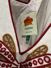 Load image into Gallery viewer, Farm Rio Embroidered Linen Blend Midi Dress – Cream & Red – Size L
