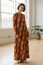 Load image into Gallery viewer, La DoubleJ Floral Long Sleeve Swing Dress – Orange & Pink Print – Size M