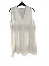 Load image into Gallery viewer, Asceno White Linen Sleeveless Tunic Dress – V-Neck Minimal UK S