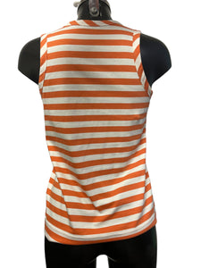 Moncler Orange and White Sleeveless Top Size Small