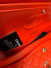 Load image into Gallery viewer, Chanel Classic Double Flap Caviar Leather Silver Hardware in Red.
