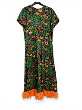 Load image into Gallery viewer, La DoubleJ Silk Floral Swing Dress with Ostrich Feather Hem – Multicolour Print – Size M
