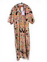 Load image into Gallery viewer, La DoubleJ Floral Bowling Shirt Dress – Cotton Print Maxi Dress – Size L
