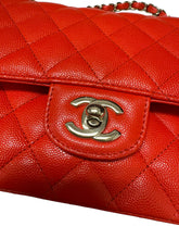 Load image into Gallery viewer, Chanel Classic Double Flap Caviar Leather Silver Hardware in Red.
