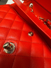 Load image into Gallery viewer, Chanel Classic Double Flap Caviar Leather Silver Hardware in Red.
