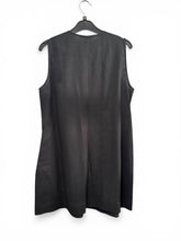 Load image into Gallery viewer, Asceno Black Linen Sleeveless Tunic Dress – Minimal V-Neck UK S
