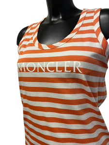 Moncler Orange and White Sleeveless Top Size Small