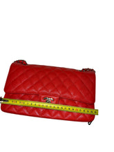 Load image into Gallery viewer, Chanel Classic Double Flap Caviar Leather Silver Hardware in Red.
