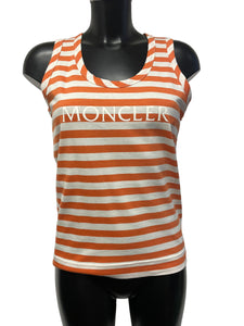 Moncler Orange and White Sleeveless Top Size Small