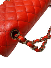 Load image into Gallery viewer, Chanel Classic Double Flap Caviar Leather Silver Hardware in Red.
