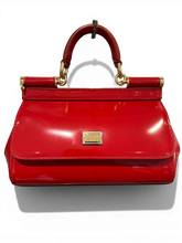Load image into Gallery viewer, Dolce &amp; Gabbana Small Sicily Bag BB7116 Red Patent Leather Mini Top Handle
