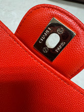 Load image into Gallery viewer, Chanel Classic Double Flap Caviar Leather Silver Hardware in Red.
