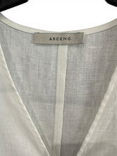 Load image into Gallery viewer, Asceno White Linen Sleeveless Tunic Dress – V-Neck Minimal UK S

