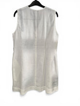 Load image into Gallery viewer, Asceno White Linen Sleeveless Tunic Dress – V-Neck Minimal UK S
