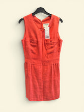 Load image into Gallery viewer, CHANEL Boutique Spring 1996 Coral Red Linen Blend Sleeveless Dress UK 12 / FR 40
