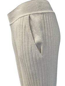 Loro Piana Beige, Cashmere Ribbed, Cuffed Leg Trousers