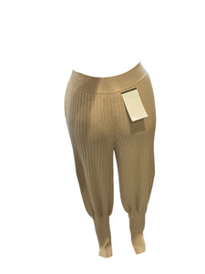 Loro Piana Beige, Cashmere Ribbed, Cuffed Leg Trousers