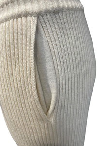 Loro Piana Cream Ribbed Cashmere Trousers