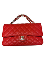 Load image into Gallery viewer, Chanel Classic Double Flap Caviar Leather Silver Hardware in Red.
